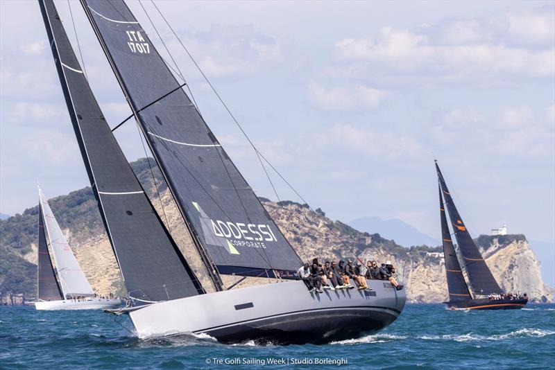 Vincenzo Addessi's Fra Diavolo with Riccardo di Michele's H20 and Luigi Sala's Yoru shortly after Friday's start - photo © Tre Golfi Sailing Week / Studio Borlenghi