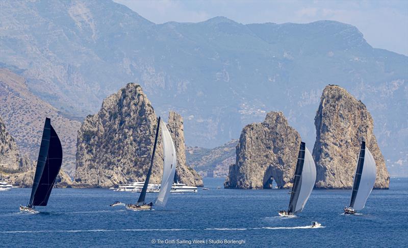 IMA Maxi European Championship 2026: first inshore day in Sorrento photo copyright Tre Golfi Sailing Week / Studio Borlenghi taken at Circolo del Remo e della Vela Italia and featuring the Maxi class