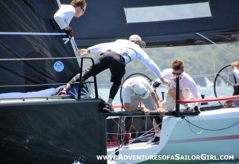 Hooligan's prodder hits Ginger on day 2 of the MC38 Australian Championship photo copyright Nic Douglass / Adventures of a Sailor Girl taken at Royal Prince Alfred Yacht Club and featuring the MC38 class