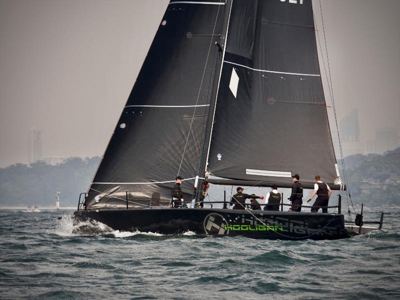 Hooligan and smoke haze over Sydney Harbour - MC38 2019 Season Act 6 photo copyright Tilly Lock Media taken at Middle Harbour Yacht Club and featuring the MC38 class