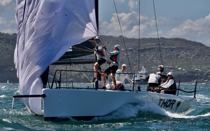 Thor crew working hard at their first MC38 regatta photo copyright Tilly McKnight Media taken at Middle Harbour Yacht Club and featuring the MC38 class