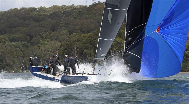 Dark Star burying the bow during MC38 2022 Season Act 1 on Pittwater photo copyright Rob McClelland taken at Royal Prince Alfred Yacht Club and featuring the MC38 class