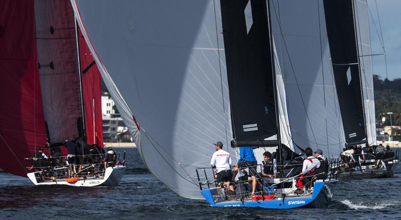 The fleet downwind in winter sunshine during MC38 2022 Season Act 5 on Sydney Harbour - photo © Marg's Yacht Photos