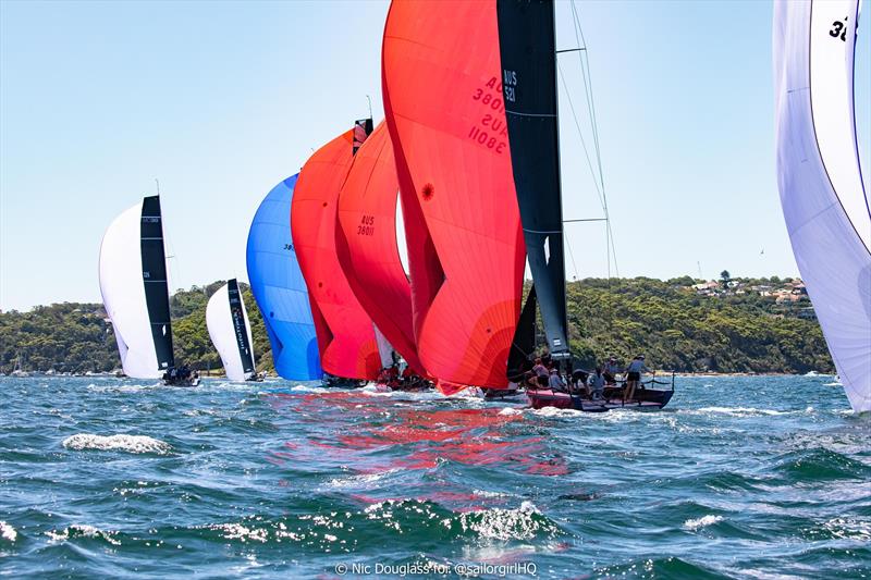 Downwind parade - 2023 MC38 Series, Act 1 Day 2 photo copyright Nic Douglass @sailorgirlHQ taken at Cruising Yacht Club of Australia and featuring the MC38 class