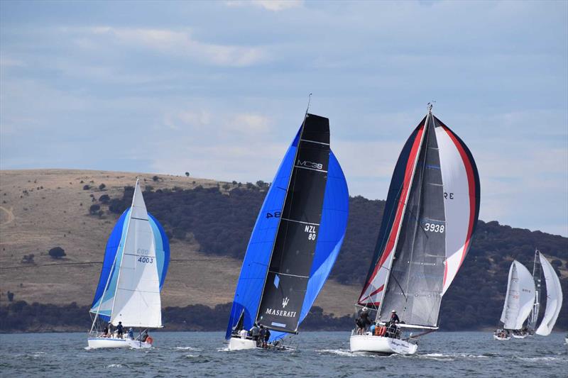 Aeolus (blue kite) relished the conditions on the River Derwent in the 2026 Banjo's Shoreline Crown Series Bellerive Regatta - photo © Jane Austin