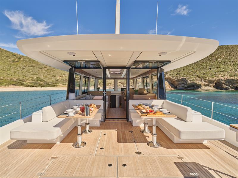 The large cockpit can be used for dining or converted into day-beds - Omikron OT-60 -  Juan Yacht Design - October 2025 photo copyright Studio Reskos taken at Yacht Club of Greece and featuring the  class