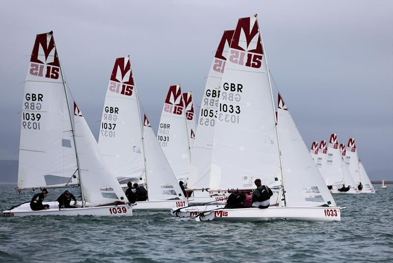Clash of the Coaches at the WPNSA - Upwind soon after the start photo copyright Mark Jardine taken at Weymouth & Portland National Sailing Academy and featuring the Melges 15 class