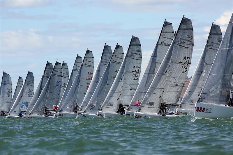 The fleet upwind on day 2 of the Audi Melges 20 Worlds photo copyright JOY / International Audi Melges 20 Class Association taken at San Francisco Yacht Club and featuring the Melges 20 class