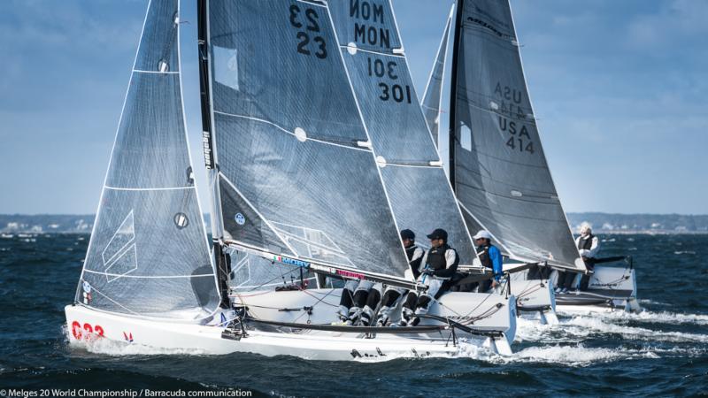 Three races on day 1 of the Melges 20 Worlds at Newport, R.I photo copyright Melges 20 World Championship / Barracuda communication taken at New York Yacht Club and featuring the Melges 20 class