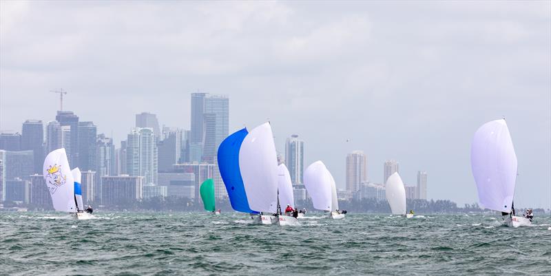 Melges 20s mix it up on the waters off of Miami, Florida photo copyright Melges 20/ ZeroGrandinord taken at Miami Yacht Club and featuring the Melges 20 class