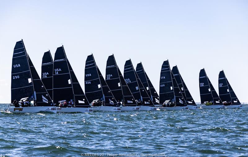 Melges 20 racecourse action on the waters off of Miami photo copyright UP TOP Media/ Felipe Juncadella taken at New York Yacht Club and featuring the Melges 20 class