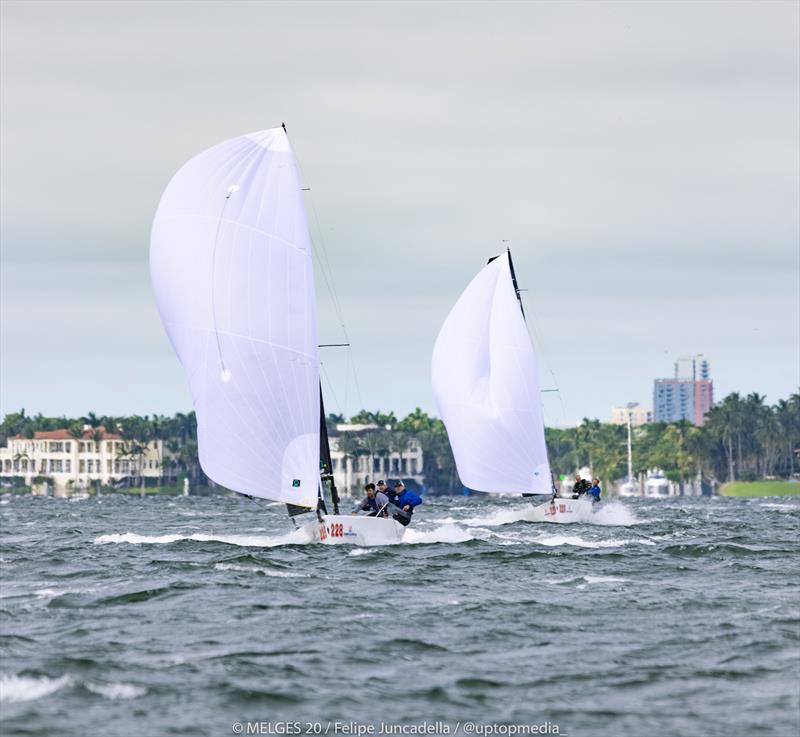 Melges 20 racecourse action on the waters off of Miami photo copyright UP TOP Media/ Felipe Juncadella taken at New York Yacht Club and featuring the Melges 20 class