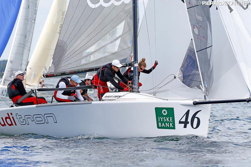 Audi tron ITA-840 with Riccardo Simoneschi helming on day 1 of the Melges 24 World Championship photo copyright Pierrick Contin / IM24CA taken at Middelfart Sailing Club and featuring the Melges 24 class