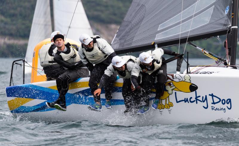 Travis Weisleder's Lucky Dog / Gill Race Team on day 1 of the Melges 24 European Sailing Series at Riva de Garda photo copyright M24CA / ZGN / Mauro Melandri taken at Fraglia Vela Riva and featuring the Melges 24 class