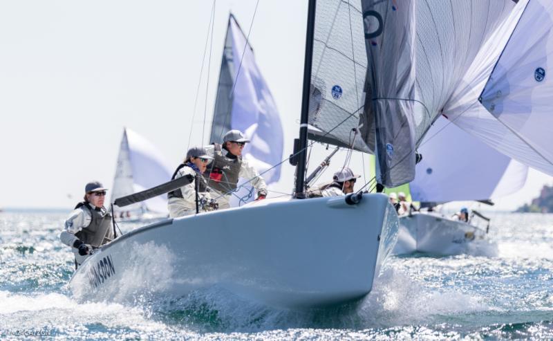 The American crew Monsoon USA851 of Bruce Ayres with Mike Buckley calling tactics at the Melges 24 European Sailing Series at Riva de Garda photo copyright M24CA / ZGN / Mauro Melandri taken at Fraglia Vela Riva and featuring the Melges 24 class