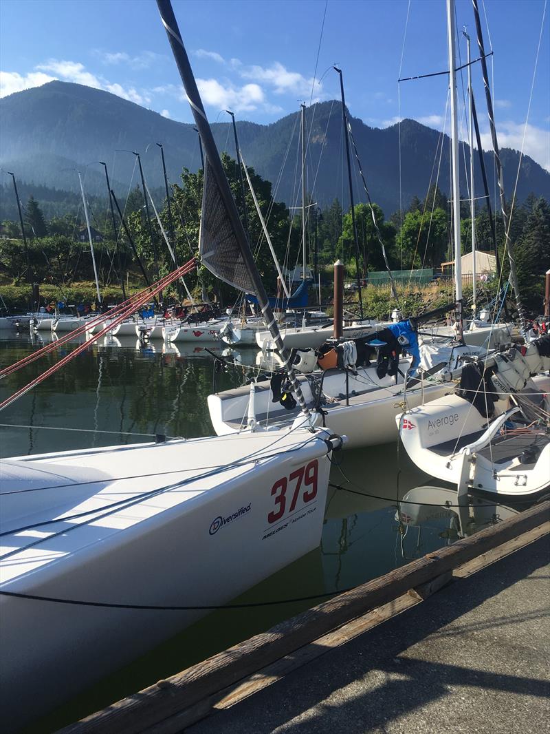 Cascade Locks Marina at pre-thermal calm at the Diversified Melges 24 North American Championship at Cascade Locks photo copyright Brian Hutchinson taken at Columbia Gorge Racing Association and featuring the Melges 24 class