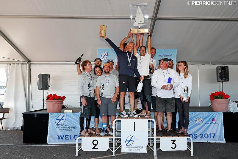 The main podium of the Melges 24 Worlds in Heksinki photo copyright Pierrick Contin / www.pierrickcontin.com taken at Helsingfors Segelklubb and featuring the Melges 24 class