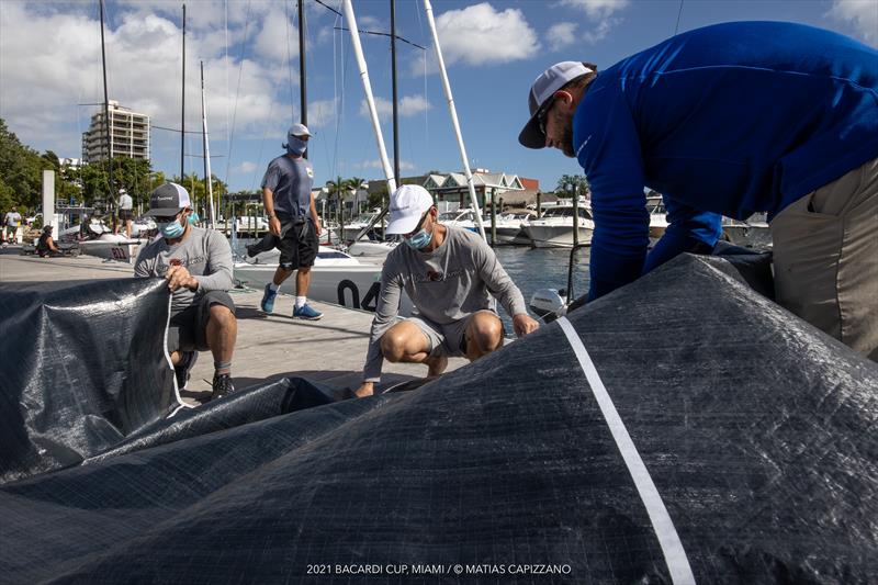 Melges 24 boat prepping at the 94th Bacardi Cup photo copyright Matias Capizzano taken at Biscayne Bay Yacht Club and featuring the Melges 24 class