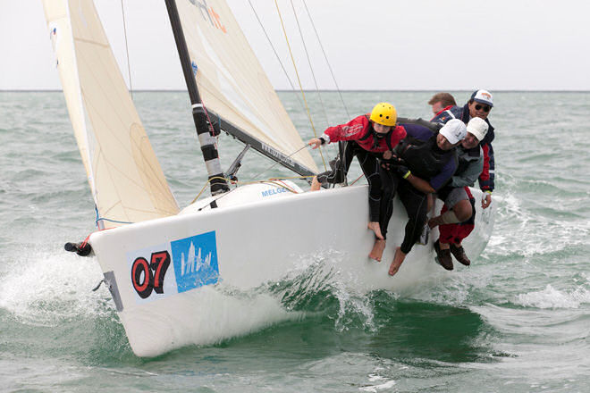 Damian Huon's Huey II during the 2013 Australian Melges 24 nationals at the Festival of Sails photo copyright Andrea Francolini / Festival of Sails taken at Royal Geelong Yacht Club and featuring the Melges 24 class