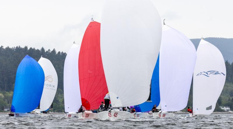 Melges 24 fleet in Victoria Waterfront on Day Four of the 2018 Melges 24 Worlds photo copyright IM24CA / Zerogradinord taken at Royal Victoria Yacht Club, Canada and featuring the Melges 24 class