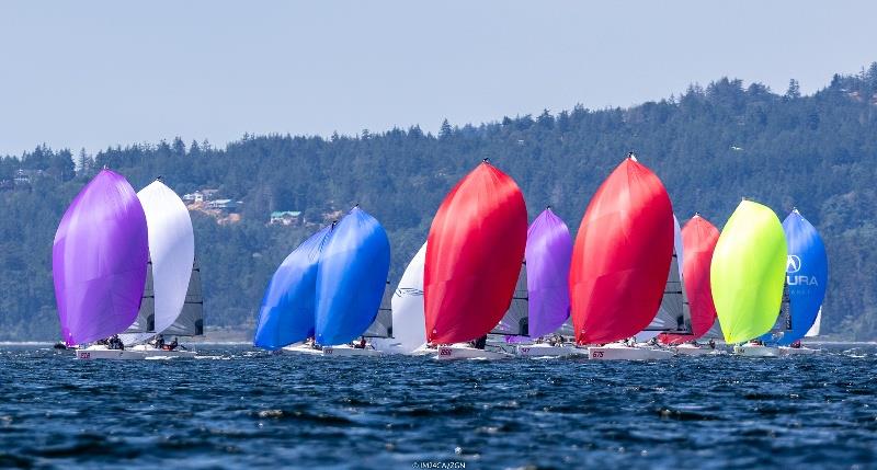 Melges 24 fleet in Victoria Waterfront on the final day of the 2018 Melges 24 Worlds photo copyright IM24CA / Zerogradinord taken at Royal Victoria Yacht Club, Canada and featuring the Melges 24 class