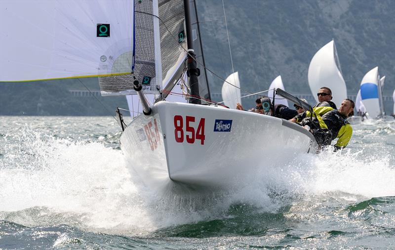 Carlo Fracassoli helming Gian Luca Perego's Maidollis (ITA), was winning the pre-Europeans in Torbole with 30 points margin and a race to spare a month ago. in Torbole with 30 points margin and a race to spare a month ago photo copyright IM24CA / Zerogradinord taken at  and featuring the Melges 24 class