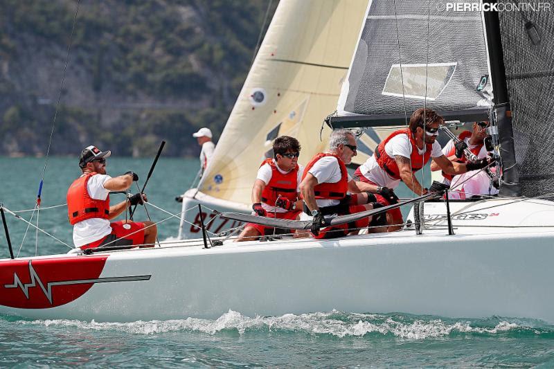 Third place in the provisional ranking and the leader of the Corinthian ranking, after the first two races of the series, is for the Corinthian World Champions of Taki 4 (ITA778, 7-7) with Niccolo Bertola helming and Giacomo Fossati calling tactics photo copyright Pierrick Contin taken at Fraglia Vela Riva and featuring the Melges 24 class