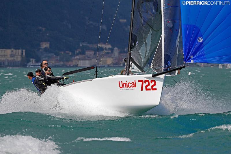 The reigning World Champions on board Altea with Andrea Racchelli in helm training downwind and reaching the amazing speed of 20.8 knots - Melges 24 European Championship 2018 photo copyright Pierrick Contin taken at Fraglia Vela Riva and featuring the Melges 24 class