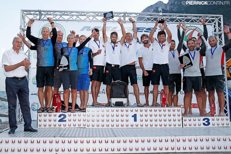 The Corinthian Top 3 of the Melges 24 European Championship 2018 photo copyright Pierrick Contin taken at Fraglia Vela Riva and featuring the Melges 24 class