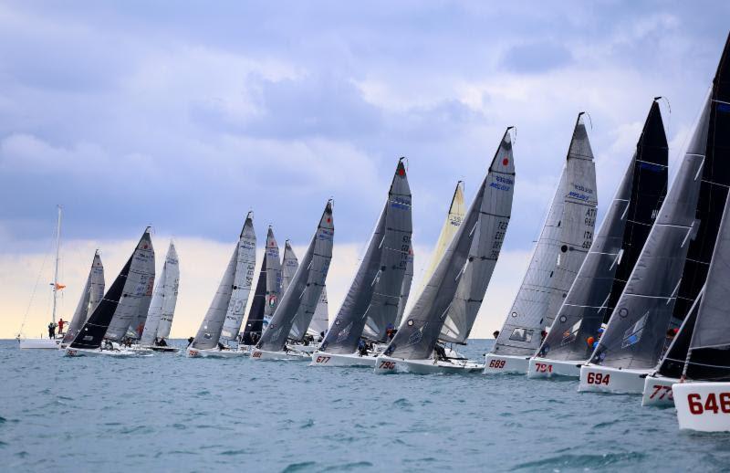 Melges 24 fleet in Portoroz - Day One of the 2109 Melges 24 European Sailing Series' 1st event  photo copyright Andrea Carloni taken at Yacht Club Marina Portorož and featuring the Melges 24 class