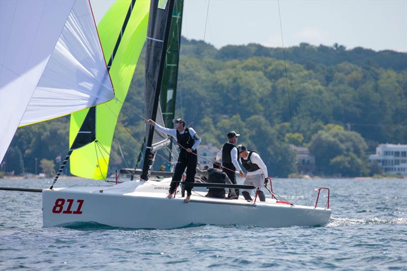 Richard Reid' s Zingara with Scott Nixon as tactician triumphed on Day 1 with an impressive 1-2-2 scoreline - 2019 Melges 24 North American Championship photo copyright Bill Crawford - Harbor Pictures Company taken at Grand Traverse Yacht Club and featuring the Melges 24 class