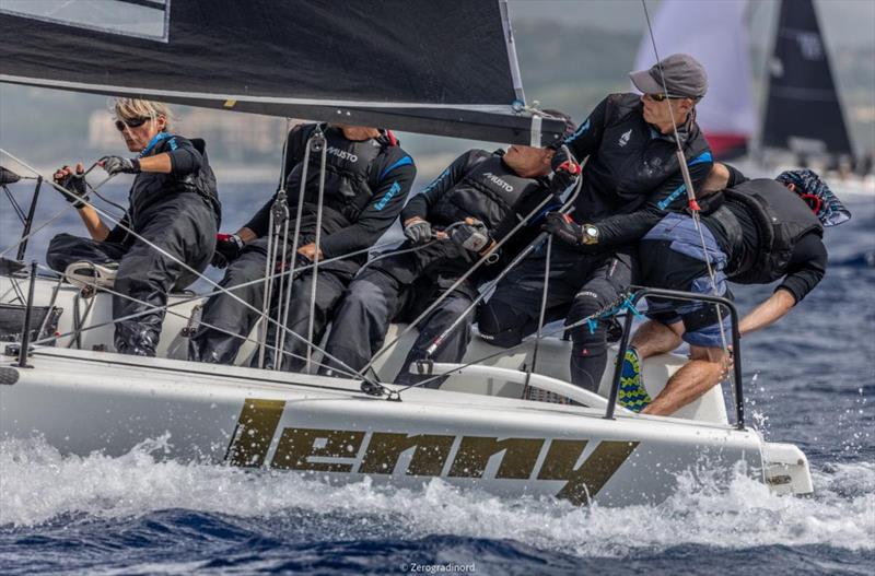 Estonian Tõnu Tõniste's Lenny EST790 is closing the Melges 24 Pre-Worlds on the second level of the Corinthian podium photo copyright IM24CA/Zerogradinord taken at  and featuring the Melges 24 class