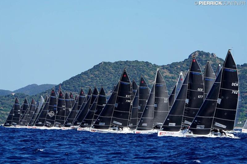 Melges 24 fleet at the final event of the 2019 Melges 24 European Sailing Series - 2019 Melges 24 World Championship in Villasimius, Sardinia, Italy photo copyright Pierrick Contin / IM24CA taken at  and featuring the Melges 24 class