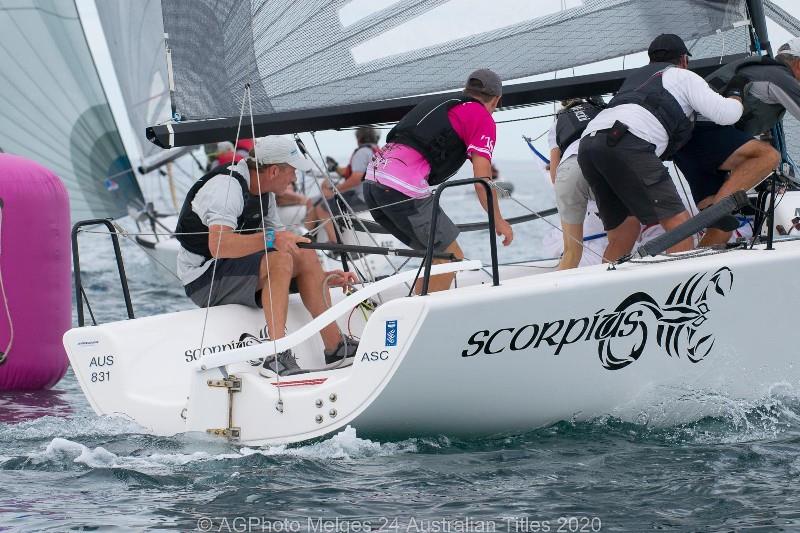 Sandy Higgins' Scorpius sailing in the light conditions - 2020 Australian Melges 24 Nationals, day 3 photo copyright Ally Graham taken at Adelaide Sailing Club and featuring the Melges 24 class