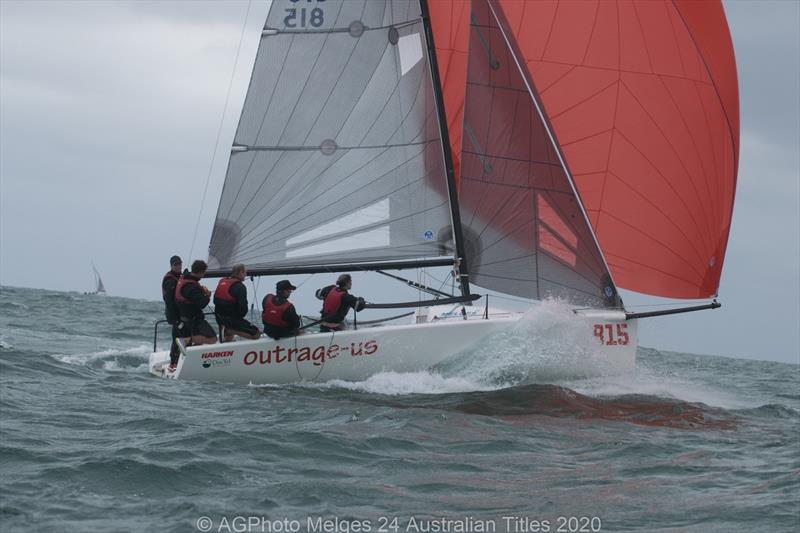 Silas Nolan and the team on Outrage-Us had a few good sends - 2020 Australian Melges 24 National Championships - photo © Ally Graham