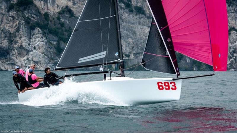 Paolo Brescia's Melgina ITA693 with Simon Sivitz calling the tactics - Melges 24 European Sailing Series 2021 - Event 2 - Riva del Garda, Italy photo copyright IM24CA/ZGN / Barracuda Communication taken at Fraglia Vela Riva and featuring the Melges 24 class