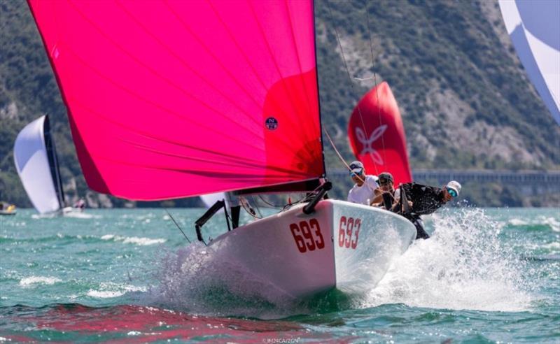 Paolo Brescia's Melgina ITA693 with Simon Sivitz calling the tactics - Melges 24 European Sailing Series 2021 - Event 3 - Riva del Garda, Italy - photo © IM24CA / ZGN