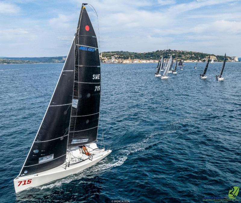 SWE715 of Jonas Berntsson - the overall and Corinthian winner of Race 2 on Day One at the Melges 24 European Championship 2021 in Portoroz photo copyright IM24CA / ZGN taken at Yacht Club Marina Portorož and featuring the Melges 24 class