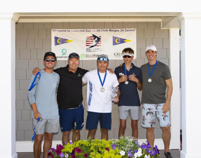 2021 U.S. Melges 24 National Championship, fourth place, Zenda Express - Harry Melges IV, Finn Burdick, Harry Melges III, Malcolm Lamphere, Ripley Shelley photo copyright U.S. Melges 24 Class Association taken at Crescent Sail Yacht Club and featuring the Melges 24 class