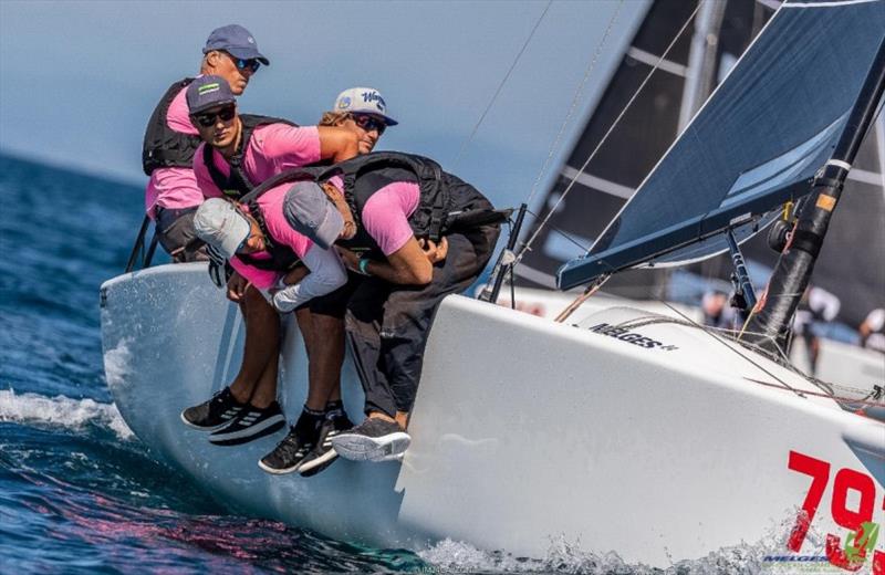 Paolo Brescia's Melgina ITA693 with Simon Sivitz calling the tactics is second in the ranking of the Melges 24 European Sailing Series 2021 before the final event - Portoroz, Slovenia photo copyright IM24CA / ZGN taken at  and featuring the Melges 24 class