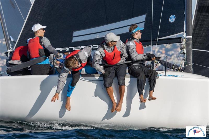 Michael Tarabochia's White Room GER677 (2-10-6) steered by Luis Tarabochia is seated on the fourth place in overall, being the third ranked Corinthian team after Day 1 at the final event of the Melges 24 European Sailing Series 2021 - Trieste, Italy photo copyright Michele Rocco taken at  and featuring the Melges 24 class