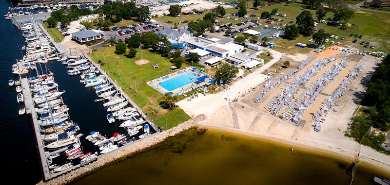 The Pensacola YC has 22 waterfront acres just west of downtown Pensacola and a 250-foot beach on the bay. 301 Optimist dinghys were on the beach at Pensacola Yacht Club during this USODA National championship photo copyright Tim Ludvigsen taken at Pensacola Yacht Club and featuring the Melges 24 class