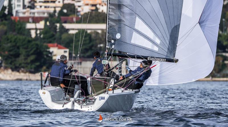 Luka Šangulin on Panjic with Noa Sangulin, Tonko Ramesa, Tomislav Basic and Duje Frzop in crew win Silver at the Inaugural Croatian Melges 24 National Championship - JK Mornar, Split, Croatia photo copyright Hrvoje Duvancic – regate.com.hr taken at  and featuring the Melges 24 class