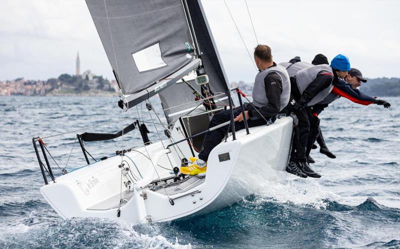 Italian Michele Paoletti's Strambapapà ITA689 (7-3-4) was honoured as a Boat of the Day on Day Two at the first event of the Melges 24 European Sailing Series 2022 in Rovinj, Croatia photo copyright IM24CA / Zerogradinord taken at  and featuring the Melges 24 class