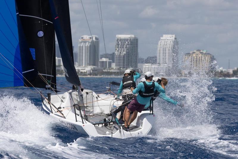 Bruce Ayres' Monsoon (USA, 5-3-12) with Jeremy Wilmot, Chelsea Simms, Ted Hackney and Tomas Dietrich is on fourth position after day one at the Melges 24 World Championship 2022 in Fort Lauderdale - photo © Matias Capizzano