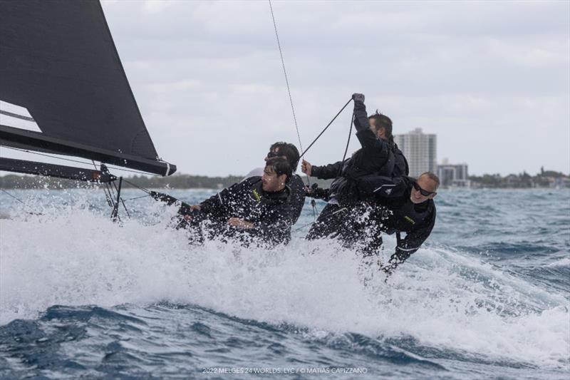 Third bullet of the day went to the Corinthian team Taki 4 ITA778 and its skipper Niccoló Bertola celebrating his birthday on day one of the Melges 24 World Championship 2022 in Fort Lauderdale photo copyright Matias Capizzano taken at Lauderdale Yacht Club and featuring the Melges 24 class