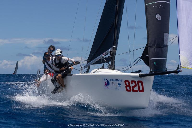 Bora Gulari on the helm of New England Ropes USA820 with Kyle Navin, Norman Berge and Ian Liberty and Michael Menninger onboard, still keeps its lead after day two in Fort Lauderdale at the Melges 24 World Championship 2022 photo copyright Matias Capizzano taken at Lauderdale Yacht Club and featuring the Melges 24 class