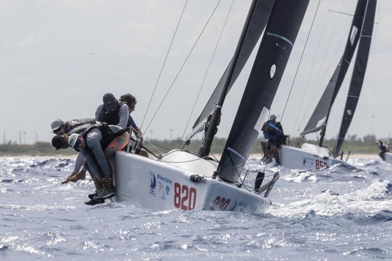 Bora Gulari steering the New England Ropes USA820 with Kyle Navin, Norman Berge and Ian Liberty and Michael Menninger onboard, extends his lead after day three in Fort Lauderdale at the Melges 24 World Championship 2022 photo copyright Matias Capizzano taken at Lauderdale Yacht Club and featuring the Melges 24 class