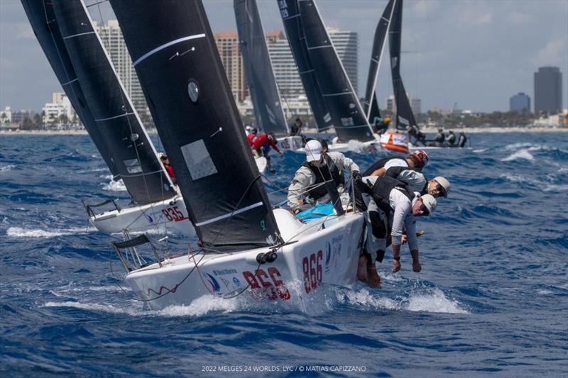 It was a good day for Harry Melges IV, taking the win in Race Ten for his Zenda Express and moving to the second position in the provisional podium at the Melges 24 Worlds 2022 - photo © Matias Capizzano