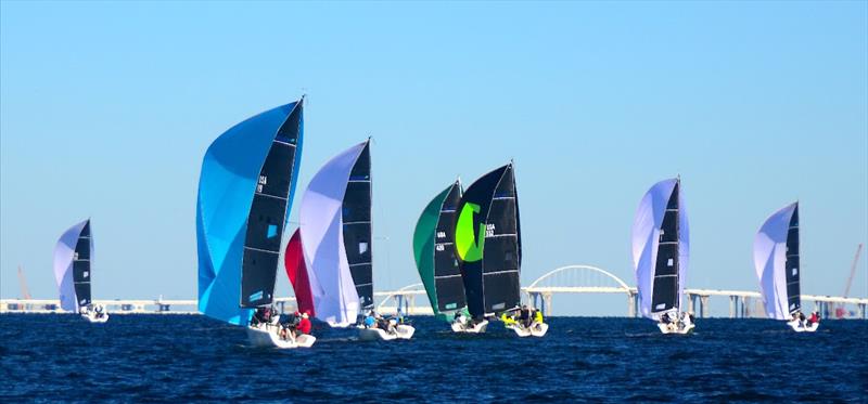 Racing in the Melges 24 Bushwhacker Cup  in Pensacola November 2021. The annual regatta in Pensacola is the final event in the Melges 24 National Ranking Series. In 2022 it is the Melges 24 National Championship Regatta photo copyright Talbot Wilson taken at Pensacola Yacht Club and featuring the Melges 24 class
